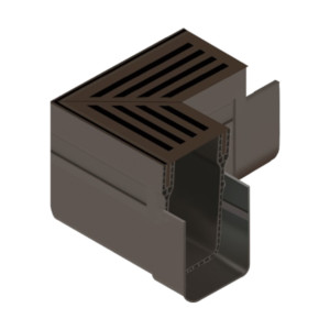 aco threshold slimline drain corner unit black aluminium grate