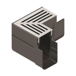 aco threshold slimline drain corner unit silver aluminium grate