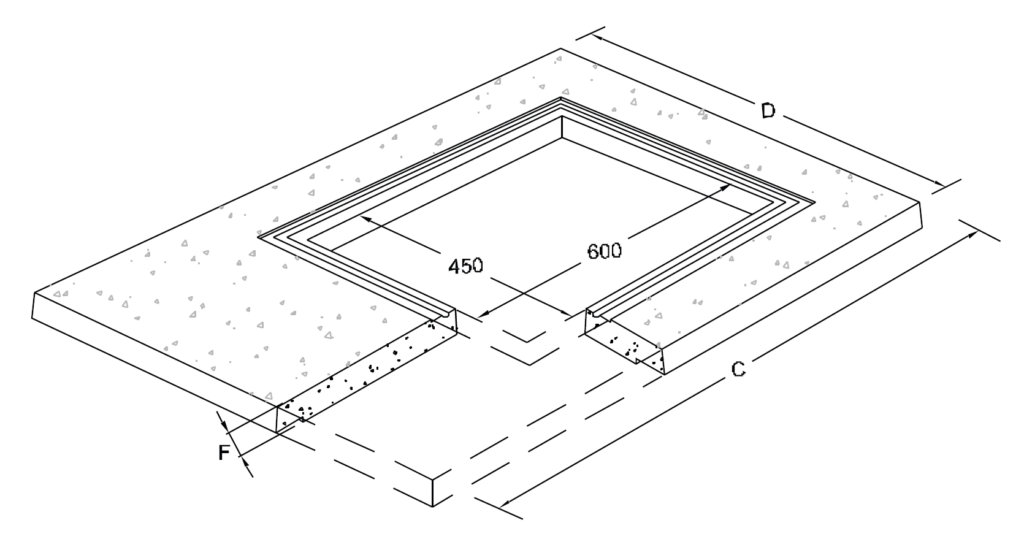 marshalls concrete inspection chamber 1000 x 675mm concrete frame only to suit metal lid 600 x 450mm
