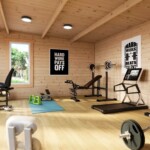 power pent log cabin 44mm