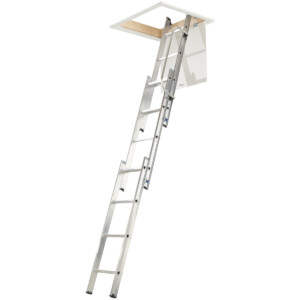 werner aluminium 3 section loft ladder with handrail 2.1m 3.0m