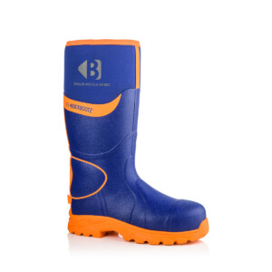 buckler blue/hi viz orange waterproof safety wellington