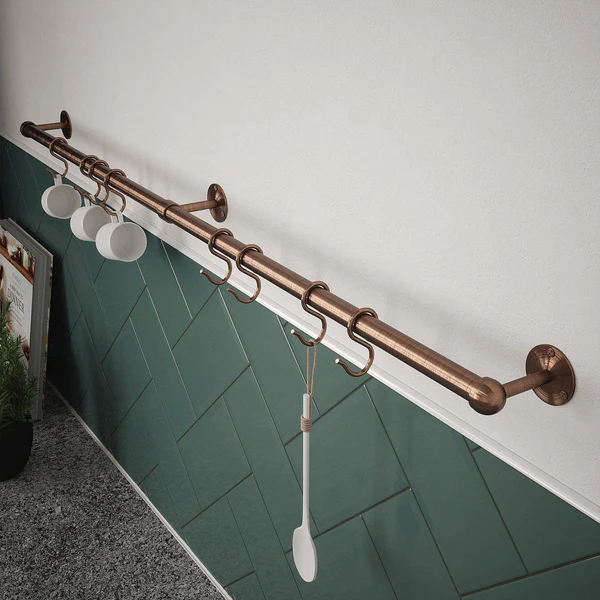rothley utensil rail antique copper 600mm