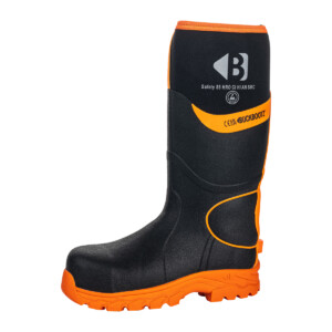 buckler waterproof safety wellington black & orange