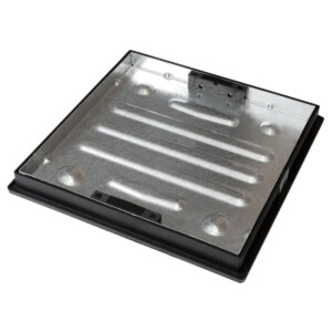clark drain galvanised manhole cover & frame square to round double seal tray 450mm 5t