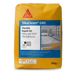 sikaceram 240 flexible rapid set tile adhesive grey 20kg