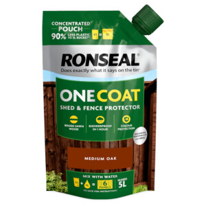 ronseal one coat shed & fence protector refill pouch medium oak 950ml