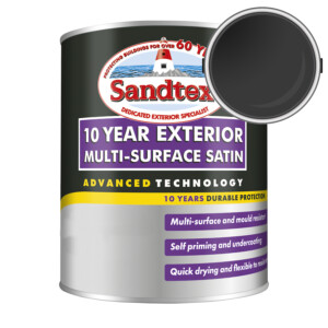 sandtex 10 year exterior multi surface satin paint black 1