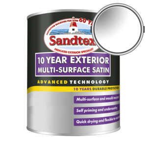sandtex 10 year exterior multi surface satin paint brilliant white 1